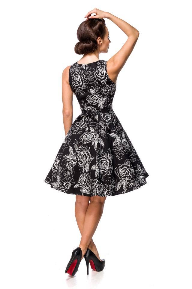 Svart -Vit Blommigt Klänning